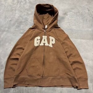 Vintage Y2K/2000s Light Brown Gap Spellout Zip Up Hoodie!